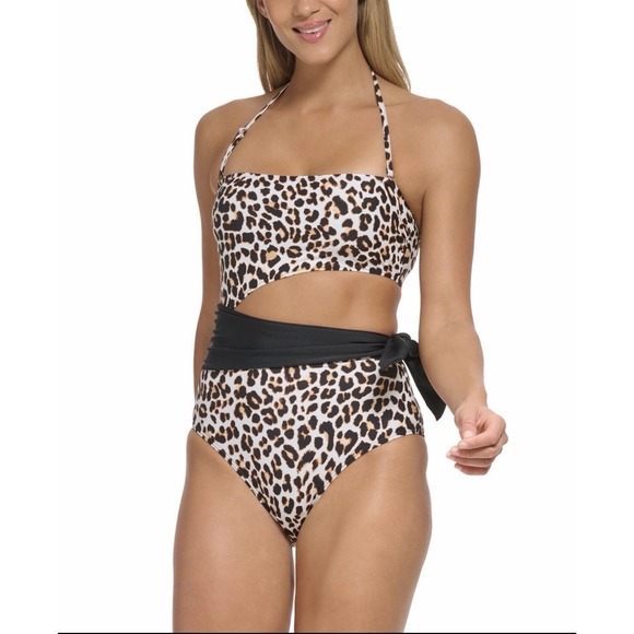 Dkny Other - Dkny Women's Cut-Out Animal-Print Bandeau One-Piece Swimsuit  Multi Size 12